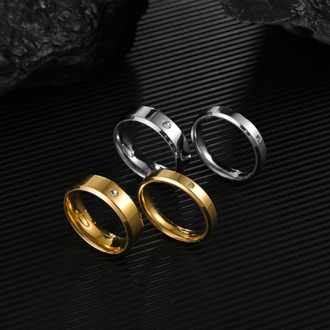 neuer schlichter doppelter abgeschrägter Ring aus vergoldetem Edelstahl mit Zirkonia-Intarsien's discount tags