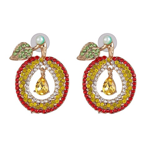 New creative rhinestone crystal pear earrings fruit earrings's discount tags