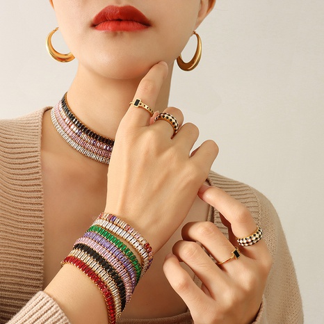 European and American style solid color retro color zircon necklace bracelet's discount tags