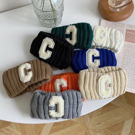 Bandeau coréen simple lettre C tricot de laine bandeau élastique large's discount tags