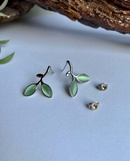 Fashion Green Leaf Earrings Ring Necklace Set Bohemian Simple Earringspicture8