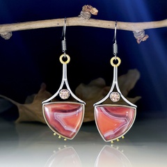 Fashion diamond-studded agate earrings Bohemian creative antique alloy earrings
