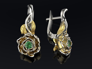 European and American fashion peony flower alloy earrings