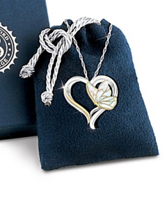 Fashion Heart Pendant Necklace Enamel Flash Gold Butterfly Angel Pendant