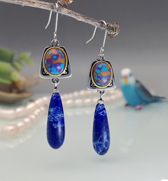 Bohemian Flower Color Turquoise Gemstone Drop Earrings Swing Earrings
