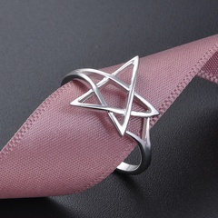 Simple style Korean s925 sterling silver five-pointed star ring female