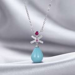 water drop-shaped Korea s925 sterling silver zircon popular clavicle chain necklace