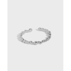 Korean niche design geometric bead texture S925 sterling silver open thin ring female