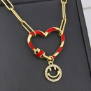 fashion heart smiley face combination twocolor heartshaped combination copper necklacepicture8