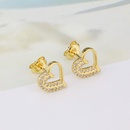 simple inlaid zirconium heartshaped necklace set copper goldplated heart pendant earrings NHBP567215picture7