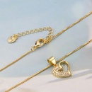 simple inlaid zirconium heartshaped necklace set copper goldplated heart pendant earrings NHBP567215picture9