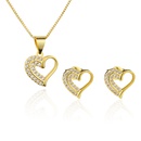simple inlaid zirconium heartshaped necklace set copper goldplated heart pendant earrings NHBP567215picture10