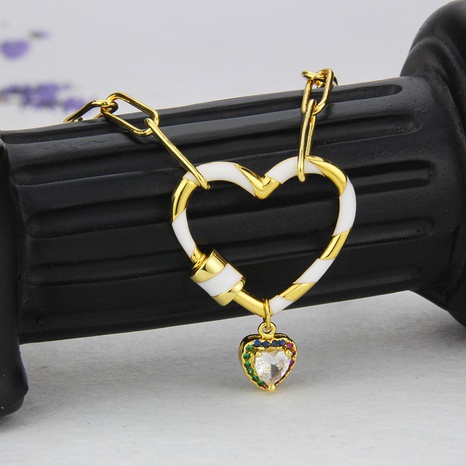 einfacher Herz-Kombinations-Anhänger mit eingelegtem Zirkonium-Halskette mit Hip-Hop-Kombination's discount tags