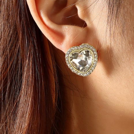 full diamond heart earrings Korean version of crystal mini zircon earrings's discount tags