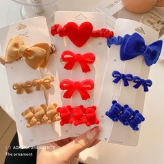 Bow hairpin hair ring autumn and winter suede duckbill clip female side bangs clip