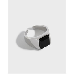 S925 Silber geometrischer quadratischer Mikro-Intarsien-Achat-Joint-Ring-Schwanzring