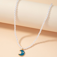 fashion jewelry new baroque pearl alloy moon pendant necklace