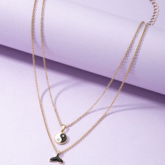 fashion tai chi contrast color double layered necklace