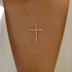 Retro Jungfrau Maria Kreuz Neue Mode Anhänger Intarsierte Strass Halskette