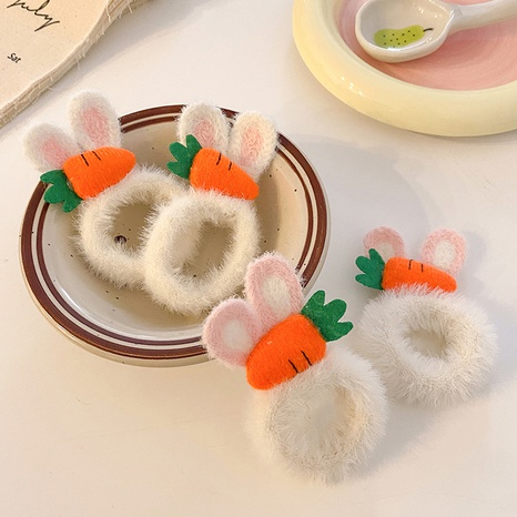 Cartoon carrot rabbit ears high elastic hair rope plush head rope NHCQ567663's discount tags