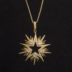 Accessoires de collier étoile à cinq branches creuses en flocon de neige zircon incrusté de cuivre à la mode