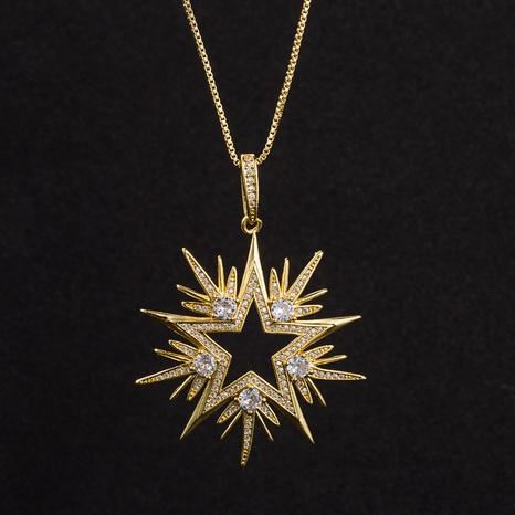 fashion copper micro-inlaid zircon snowflake hollow five-pointed star necklace accessories's discount tags