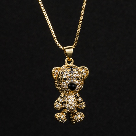 fashion copper micro-inlaid zircon cute tiger pendant necklace NHYIS567678's discount tags
