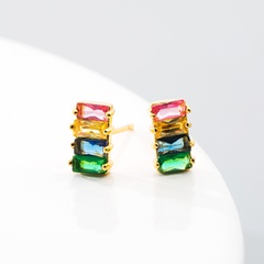 Fashion earrings rainbow earrings inlaid colorful zircon geometric copper earrings