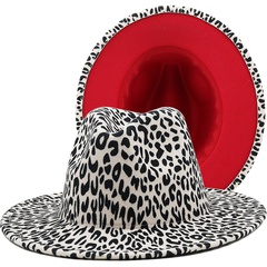 Simple style white leopard woolen top hat fashion jazz hat