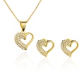 simple inlaid zirconium heartshaped necklace set copper goldplated heart pendant earrings NHBP567215picture11