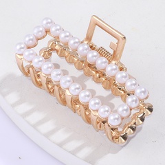 Accessoires de mode Grandes pinces à cheveux en perles incrustées d'or Pinces à cheveux de luxe pour femmes