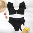 simple fashion ladies split solid color ruffled swimsuit high waist bikinipicture14