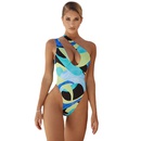 new ladies European and American sexy printed swimwear oneshoulder onepiece swimsuitpicture10