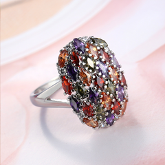 fashion light luxury ring European and American retro design ring trend color diamond rings
