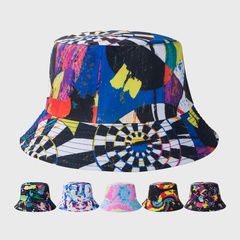 nouveau chapeau de pêcheur couleur assortie chapeau de protection solaire chapeau de bassin double face graffiti