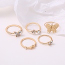 Neu Open Joint Ring Butterfly Ring Set 5teiliges Set Retro Crystal Ringpicture3