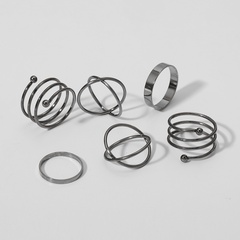 European and American fashion retro new geometric circle round joint ring 6-piece set
