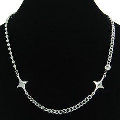 Creative splicing titanium steel shiny star bead chain short necklace