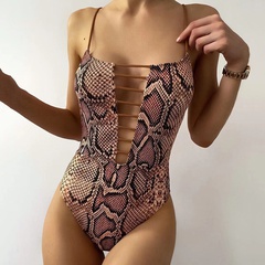 2022 new ladies one-piece snakeskin printed swimsuit European and American sexy swimwear