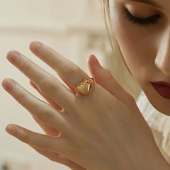 retro peach heart index finger ring niche design ring