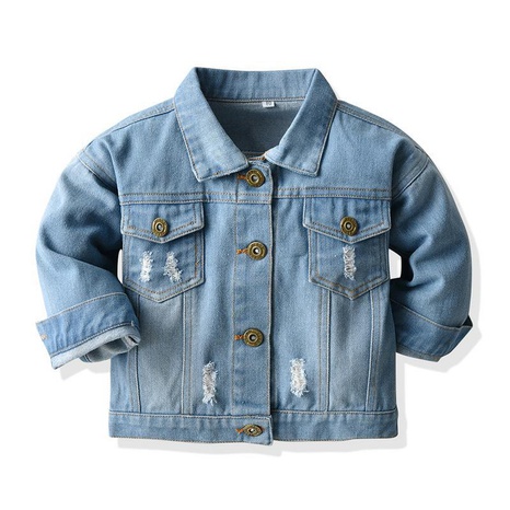children's jacket distressed cardigan denim short long sleeve lapel clothing baby wholesale's discount tags