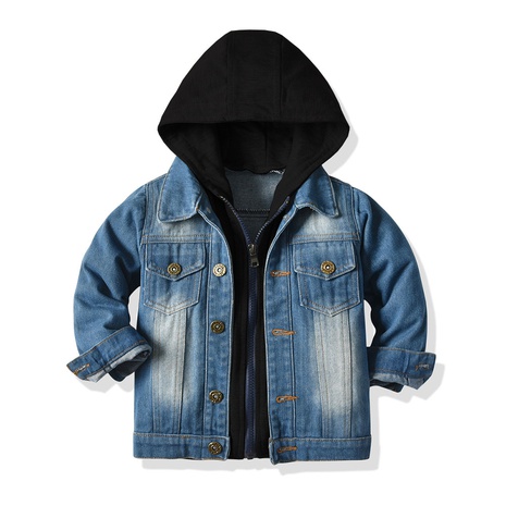 fashion hooded denim jacket zipper long-sleeved jacket children's clothing's discount tags