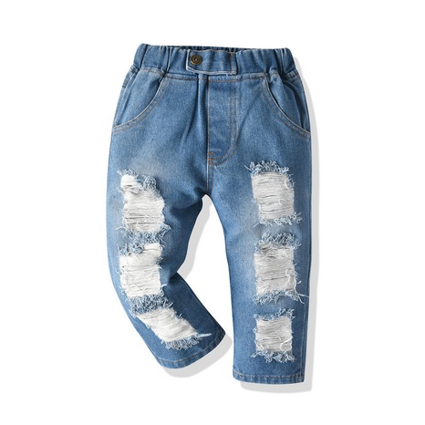 children's fashion ripped jeans denim trousers autumn and winter children pants's discount tags