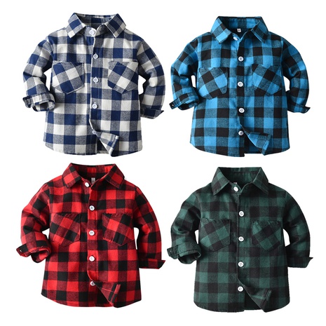 Fashion baby shirt multicolor classic plaid long-sleeved tops men and women baby autumn jackets's discount tags