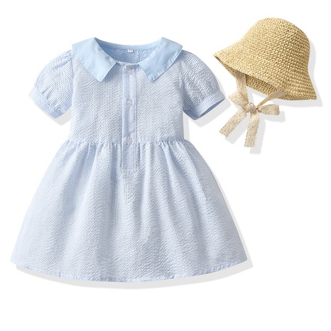 princess bubble short-sleeved cotton dress sunshade lace straw hat two-piece's discount tags