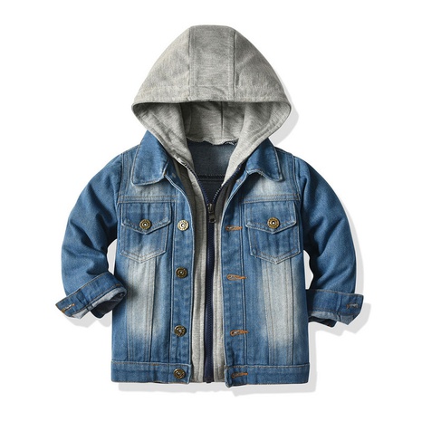 new denim jacket hooded denim zipper shirt fashion casual children's clothing's discount tags