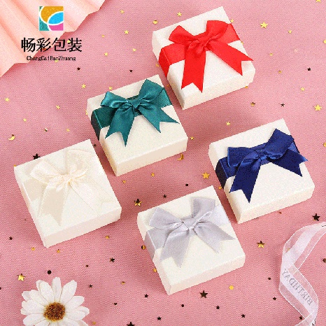 fashion bowknot paper necklace ring earrings jewelry box's discount tags