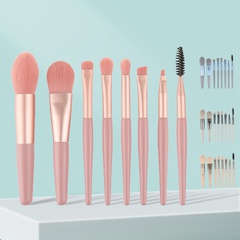 Fashion new 8 mini makeup brushes matte wooden handle portable soft hair makeup brush