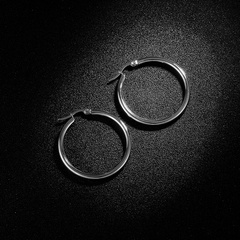 classic style titanium steel hypoallergenic circle earrings