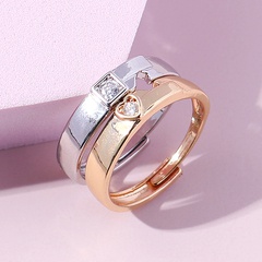 Korean version simple and versatile couple creative zircon ring